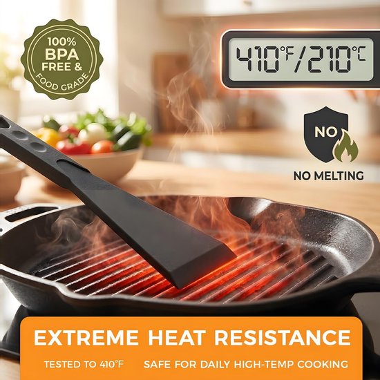 set van 8, nylon schraper, hittebestendig tot 240 graden Celsius, panneschraper voor raclette-grill, grillspatel met antiaanbaklaag, accessoires voor kaas, fondue en — afbeelding 4