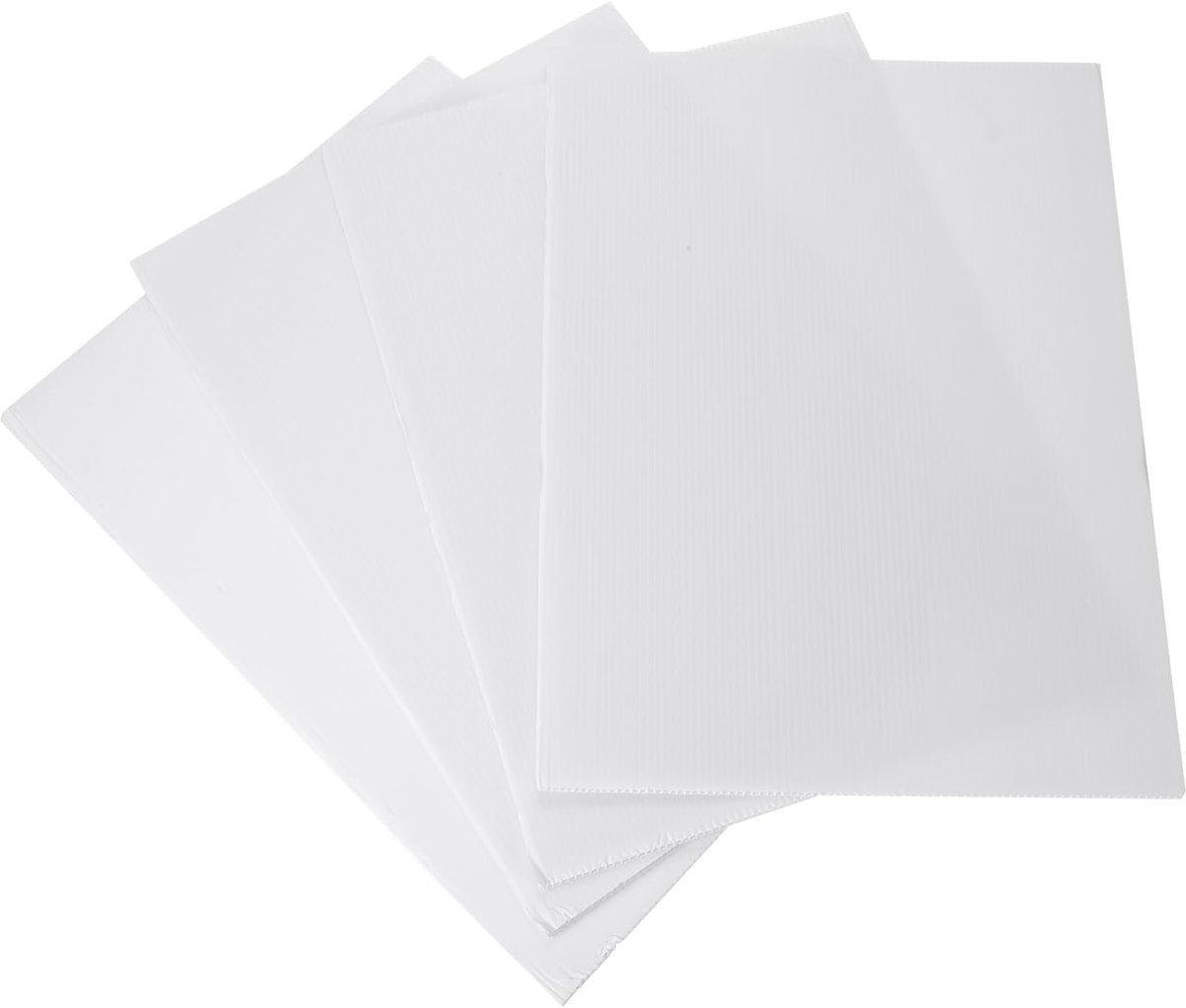 4 stuks gegolfde kunststof platen, 4 mm, geribbelde kunststof platen, wit, 40,6 x 40,6 cm, waterdicht, blanco, voor knutselwerk, geleidingsstangen