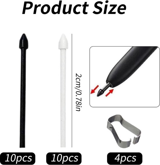 20 Stukken Stylus Tip, 2 Stukken Penclip, Touchscreen Tip, Touchscreen Tip, Vervangbare Touchscreen Pen Pen, Geschikt Voor Tablets Van Mobiele Telefoons, Enz. — afbeelding 5
