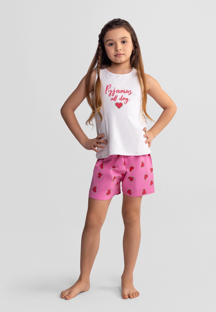 Minoti pyjama meisjes 2-pack watermeloen - mouwloos met shorts