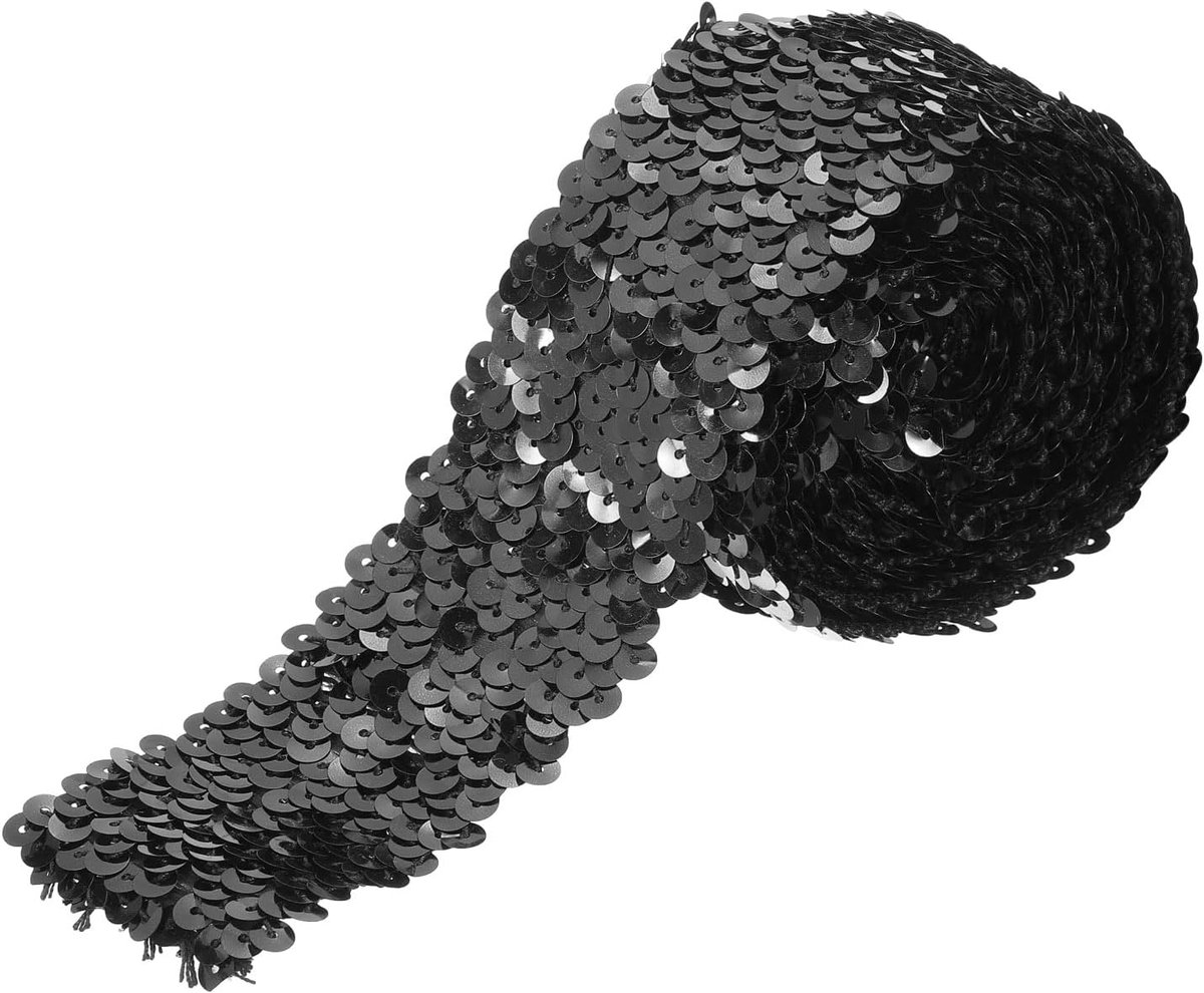 Pailletten Trim 5 Rij Platte Pailletten Strip Pailletten Stof Ribbon Voor Crafts DIY Pailletten Fringe Naaien Zwart