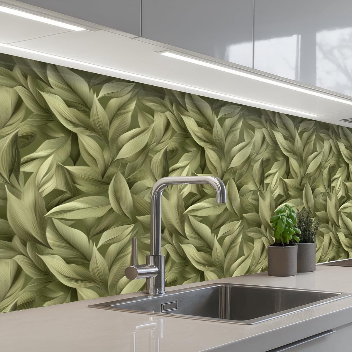keukenachterwand 60x200 cm zelfklevend keuken decoratie accessories home kitchen spatscherm Bladeren - Modern - Groen