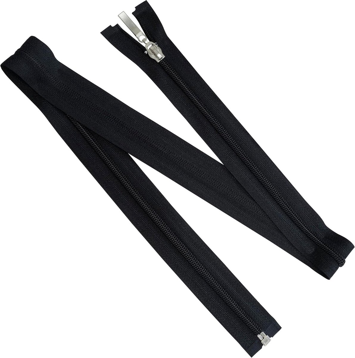 - Set van 6 spiraalritsen N°5 80 cm deelbaar met decoratieve trekker voor doe-het-zelf naaien kleding tassen hoezen | van metaal nylon polyester | kleur zwart
