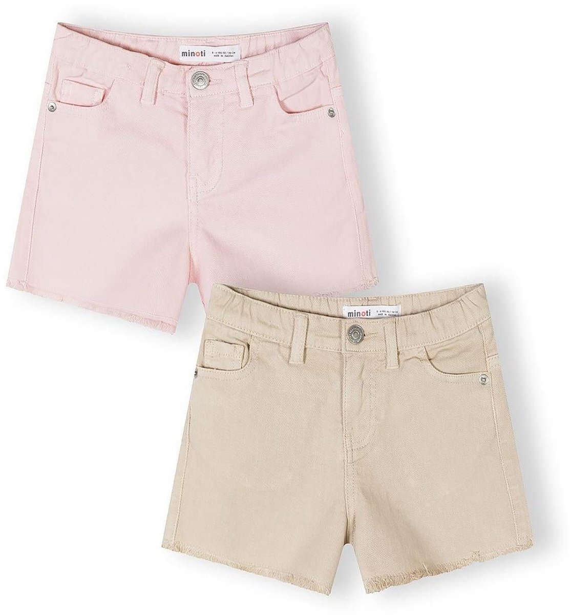 Minoti korte broek meisjes 2-pack twill - katoen - roze