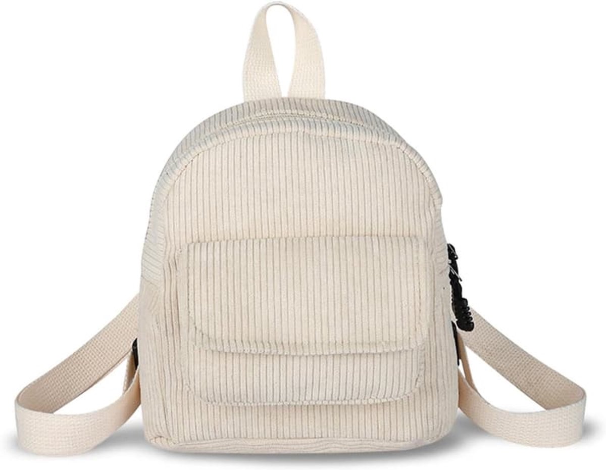 Stijlvolle damesrugzak - Corduroy mini-rugzak, portemonnee, kleine rugzak voor vrouwen en meisjes, stijlvolle kleine rugzak voor dates en werk - beige