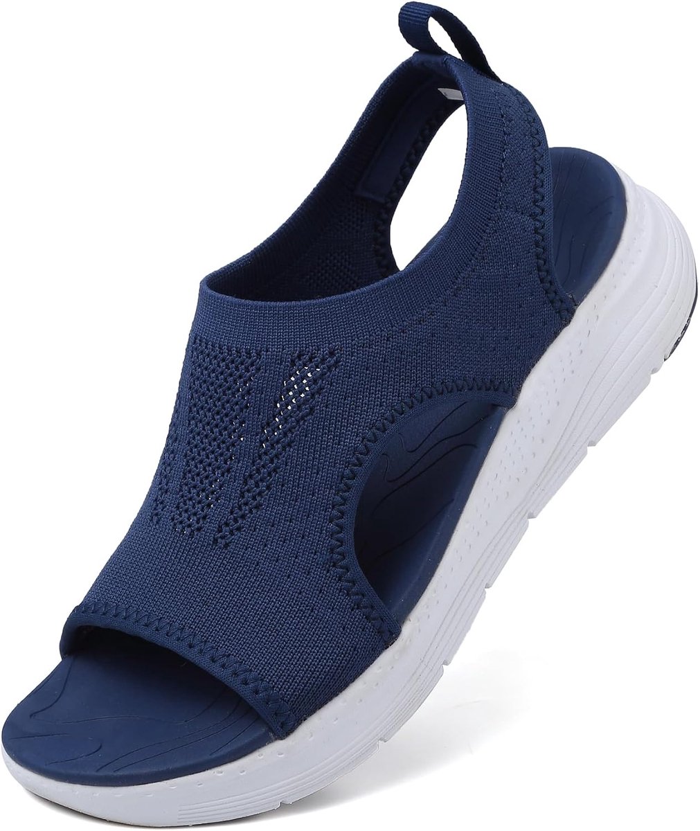 Damessandalen, zomer, wasbaar, enkelbandje, orthopedische platformslipper, sportsandalen met boogondersteuning, wandelsandalen, casual, comfortabele gebreide sandalen