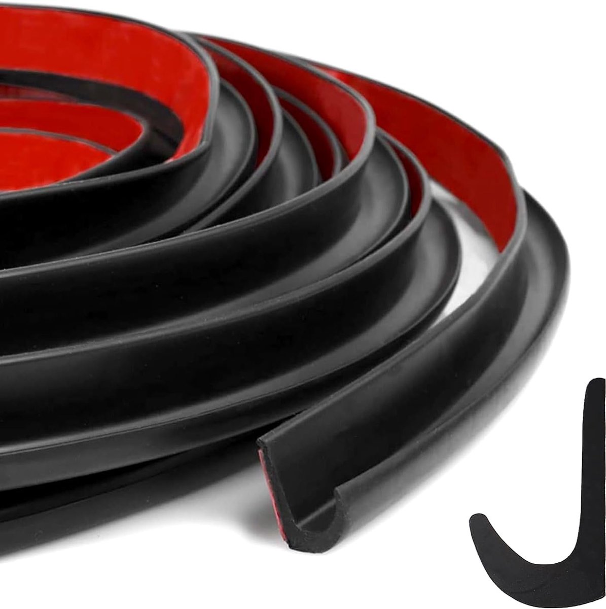 J Shape RV-Regengoot, 5m Regengoot Auto, 5m Regengoot Auto, Dak-Regenafvoerstrip voor voertuig, vrachtwagen, camper, boot, auto, bestelwagen, deuren en ramen (Zwart)