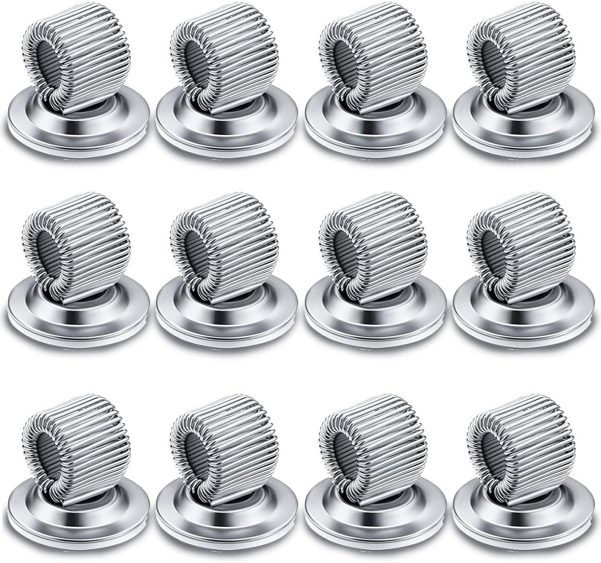12 stuks 360° draaibare auto pennenhouders, zelfklevende pennenhouders clips, mangaanstaal penhouder, met verstelbare veerlus, voor whiteboard wissen en bulletin boardkaart (zilver)