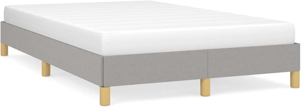 MAKER Bed met hoofdeinde bekleed met fluweel, lichtgrijs, 120 x 190 cm, structuur van massief grenenhout en spaanplaat, ideaal voor moderne slaapkamers, eenvoudige montage