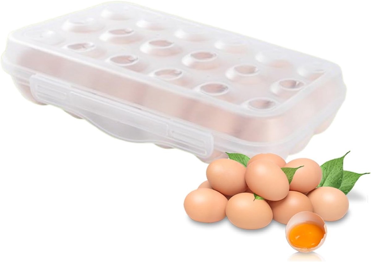 Eierdoos met Deksel voor Koelkast, Opbergbak voor 18 Eieren, Stapelbare Eierhouder van Stevig Plastic, Vershoudbox