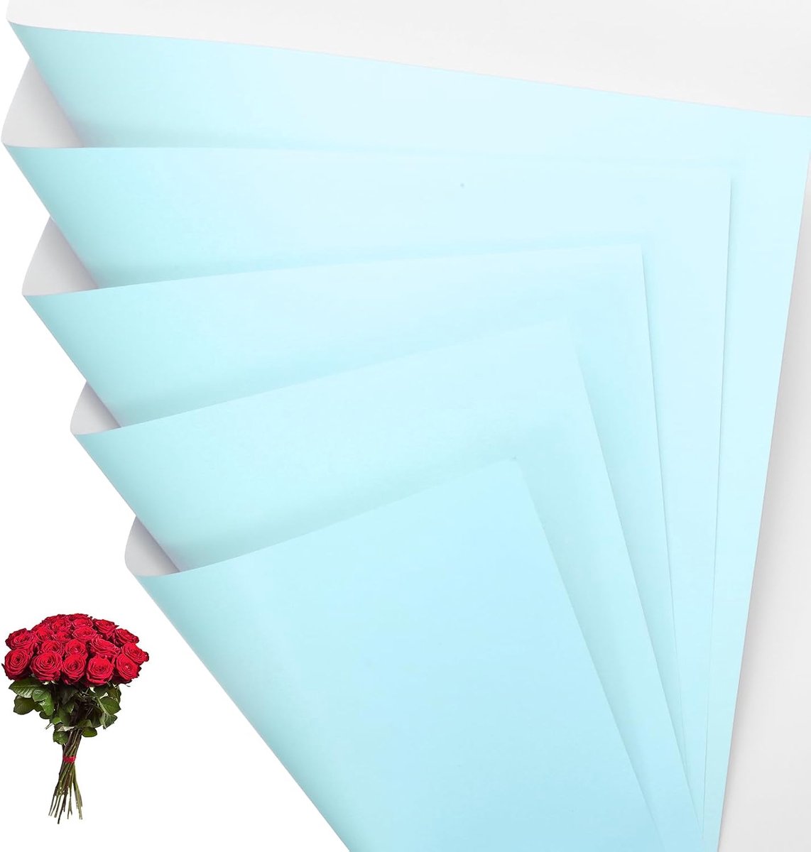 Cadeaupapier, 20 vellen waterdichte boeketpapierfolie, bloemistbenodigdheden, verpakking bloemistpapier voor bruiloft, doe-het-zelf handwerk, Valentijnsdag, Moederdag, blauw