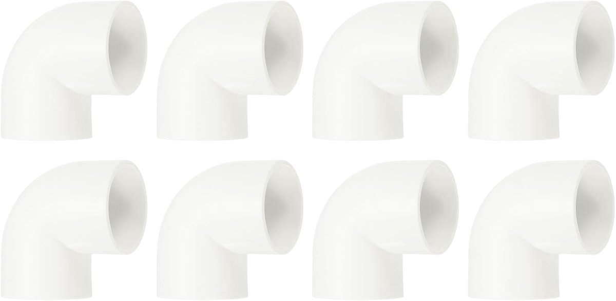 50 mm, 8 stuks, pvc, 90 graden hoekverbinding, verloopstuk, buiskoppeling, adapter voor tuin, boerderij, irrigatie, waterleidingen, wit
