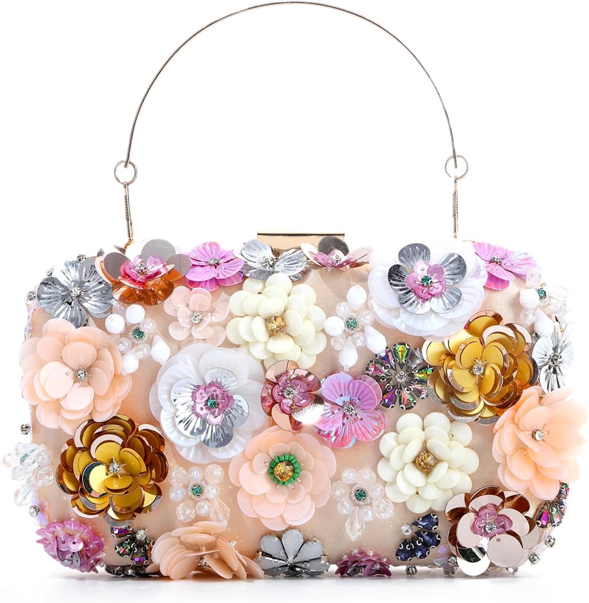 bloemen clutch avondtas bloemen parels handtas met ketting, elegante pailletten tas voor bruiloft