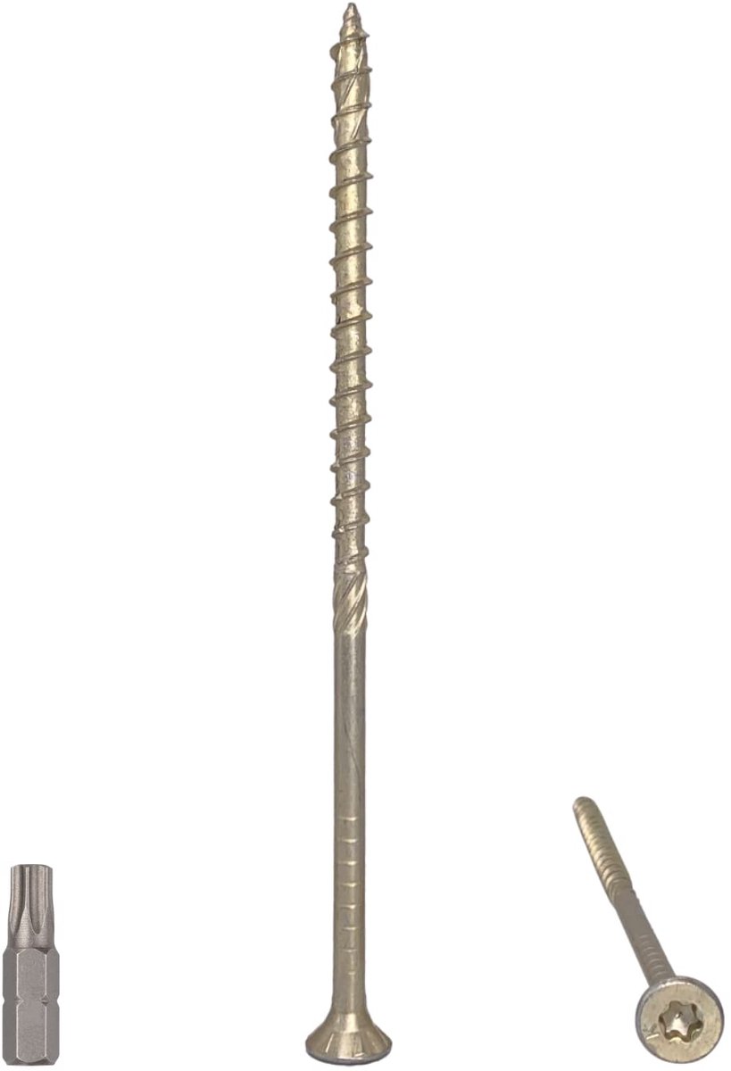 80 stuks universeel geel verzinkt staal 6,0 x 140 mm houtschroeven, torx-kop, verzonken kop, spaanplaatschroeven (80, 6,0 x 140 mm)