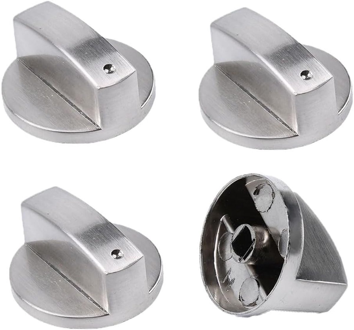 Knoppen, 6 mm, reserveaccessoires voor gasfornuis, metaal, ovenknoppen voor fornuizen en kookplaten (zilver)