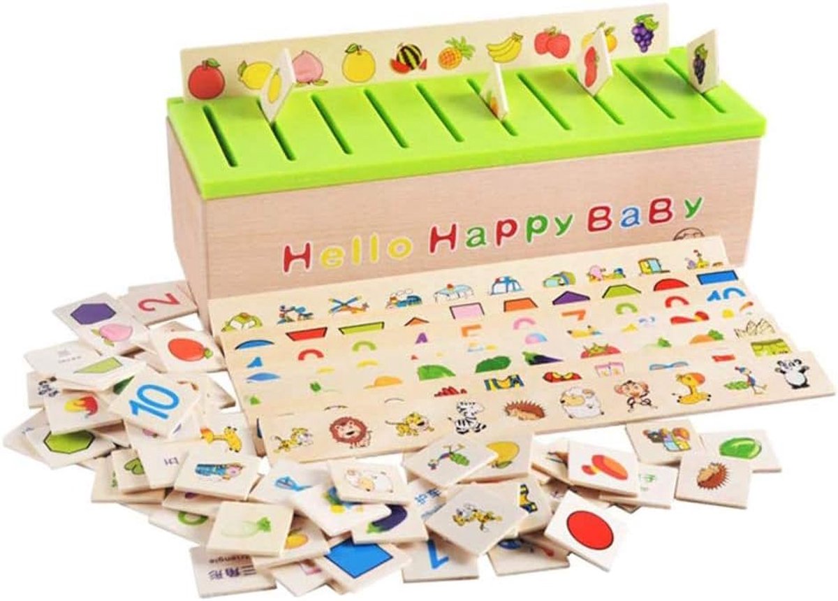 Montessori Sorteer Peuters, Kinderen Onderwijs 1 Sorteerdoos, 8 Sorteerstrips, 80 Mini Sorteerkaarten