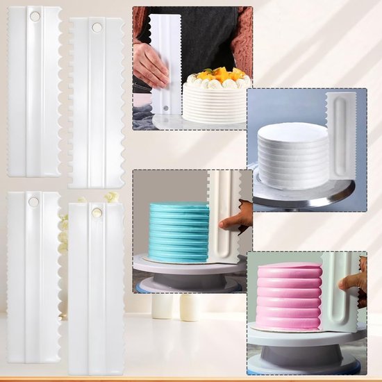 11 stuks kunststof taartschrapers, instelbare botercrème, spatel, taartspatel, set gebruikt voor slagroomtaart, randdecoratie, tatataccessoires — afbeelding 2