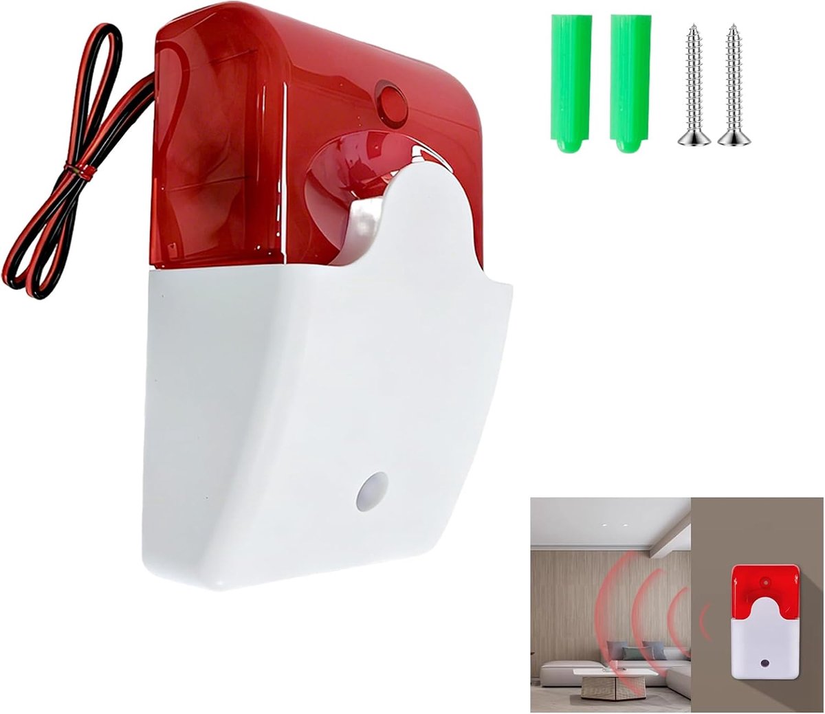 geluid licht alarm met knipperlicht sirene 220 V, 110 dB alarmsirene met flitslicht stroboscoop voor veiligheidssystemen op openbare plaatsen, hoge decibel noodevacuatie