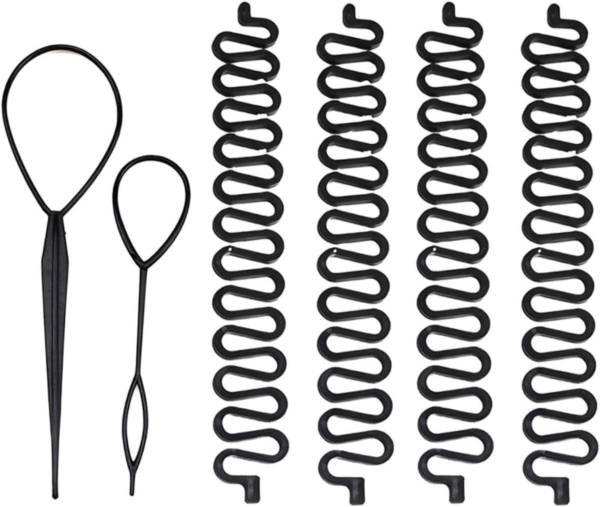 6-delige set haarvlechttools, modieuze Franse haarstylingclips, twistvlechttool, haarvlechttool voor staartjes, stylingtool, vlechthulpmiddel voor kapsels voor vrouwen en meisjes