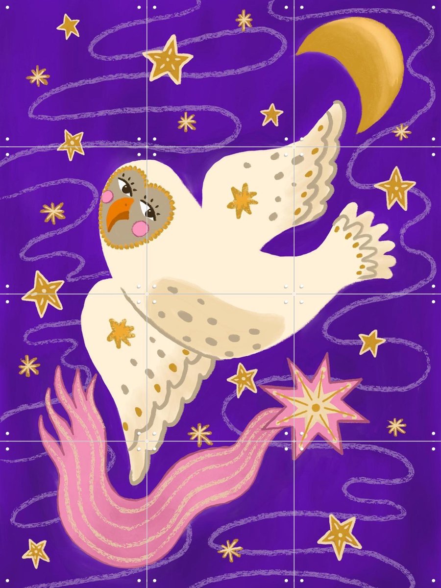 IXXI Listen to your Wise Owl, Kirsten Blom Art & Illustration - 60 x 80 cm - Gratis ophangtool - Grote wanddecoratie en posters - Fantasierijk