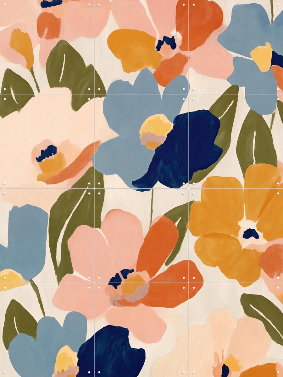 IXXI Soft Abstract Floral Garden, Branka Kodžoman - 60 x 80 cm - Gratis ophangtool - Grote wanddecoratie en posters - Schilderijen, Abstract