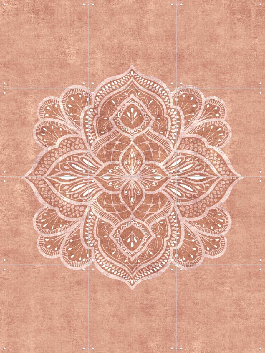 IXXI Marrakech Terracotta Mandala Texture, Bloomery Decor - 60 x 80 cm - Gratis ophangtool - Grote wanddecoratie en posters - Vintage, Geometrische