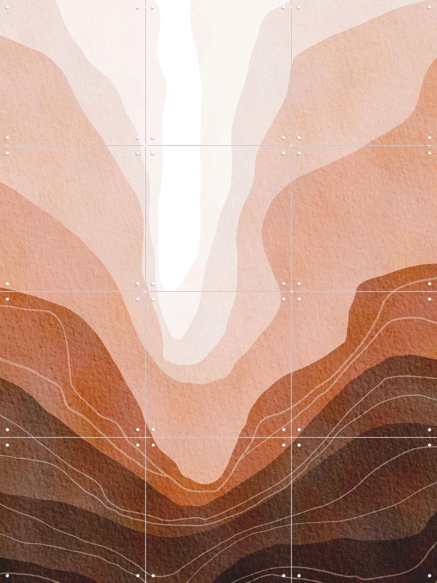 IXXI Wavy, Melloi Art & Various - 60 x 80 cm - Gratis ophangtool - Grote wanddecoratie en posters - Aquarel, Kwaststreken, Abstract, Slaapkamer, Trap