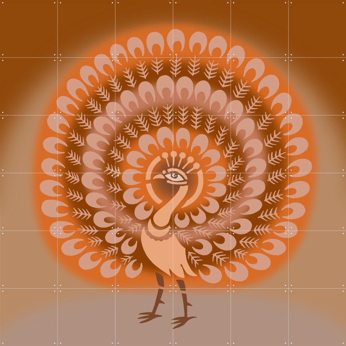 IXXI Peacock, Alejandro B. Canoy - 120 x 120 cm - Gratis ophangtool - Grote wanddecoratie en posters Trap, Woonkamer, Natuur