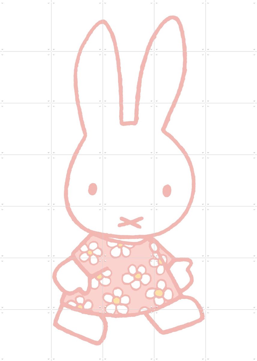IXXI Nijntje Pastel Roze met Bloemenjurk, Nijntje - 100 x 140 cm - Gratis ophangtool - Grote wanddecoratie en posters - Cartoonesk, Speels