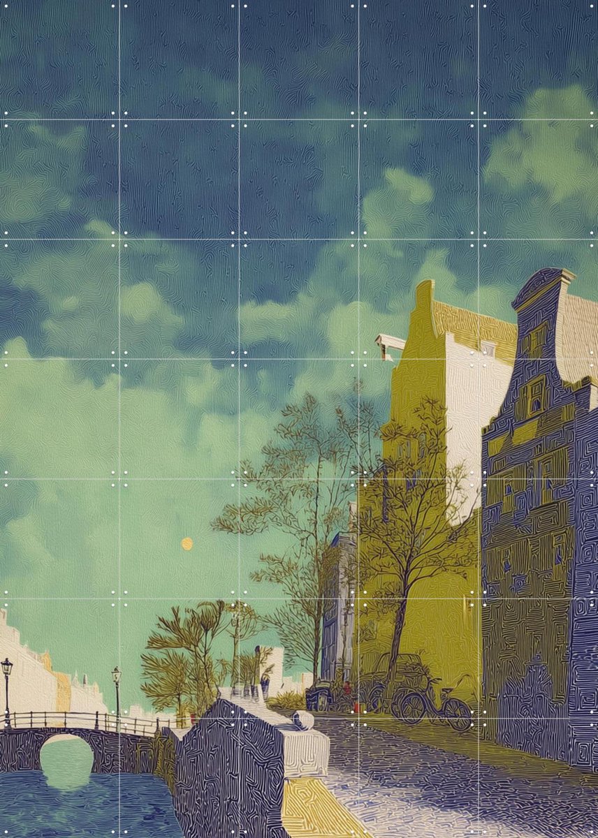 IXXI Amsterdam 5, Artclaud - 100 x 140 cm - Gratis ophangtool - Grote wanddecoratie en posters - Kleurrijk, Fantasierijk, Digitale Kunst