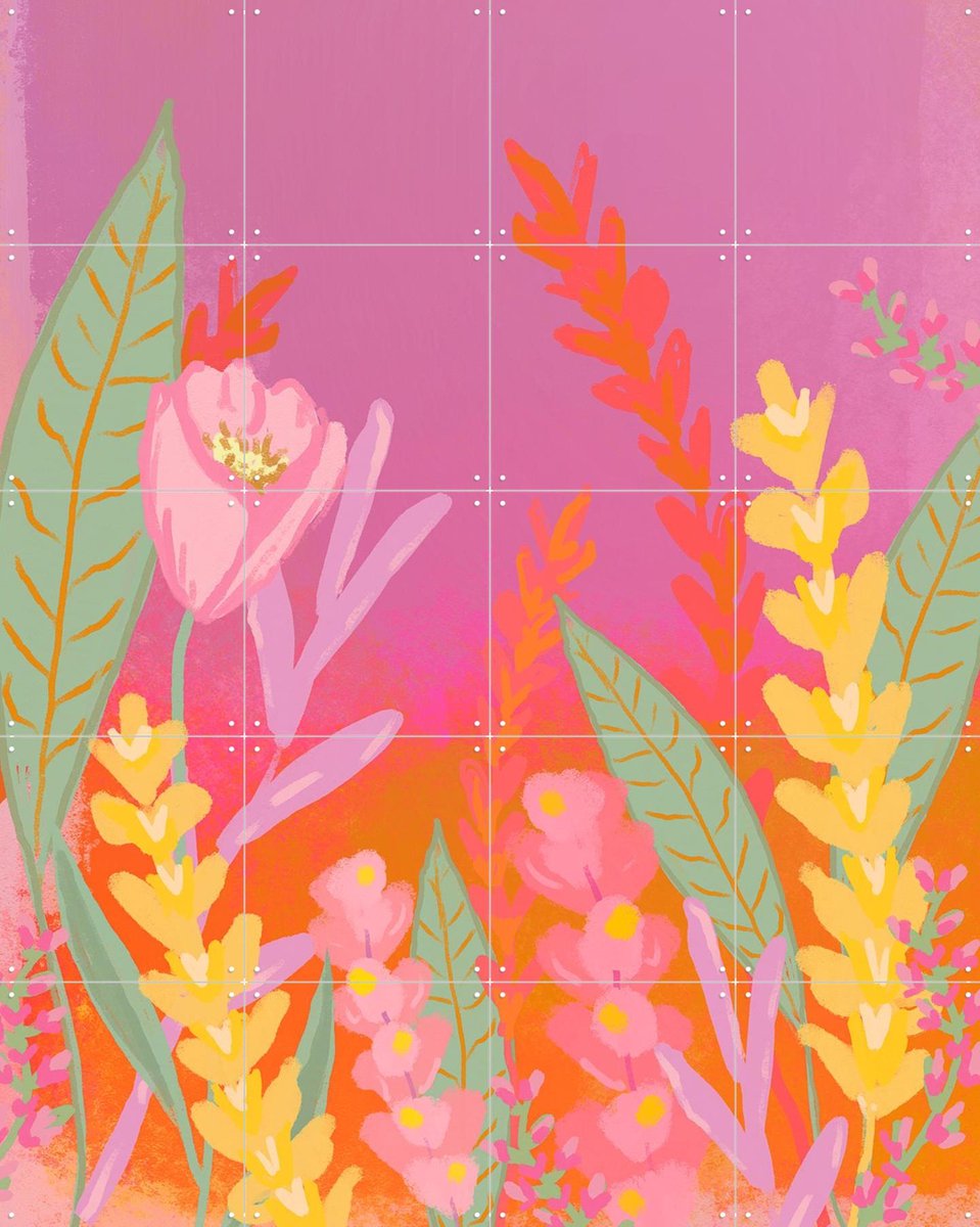 IXXI Abstract Flower Garden, Raissa Oltmanns - 80 x 100 cm - Gratis ophangtool - Grote wanddecoratie en posters - Speels, Digitale Kunst