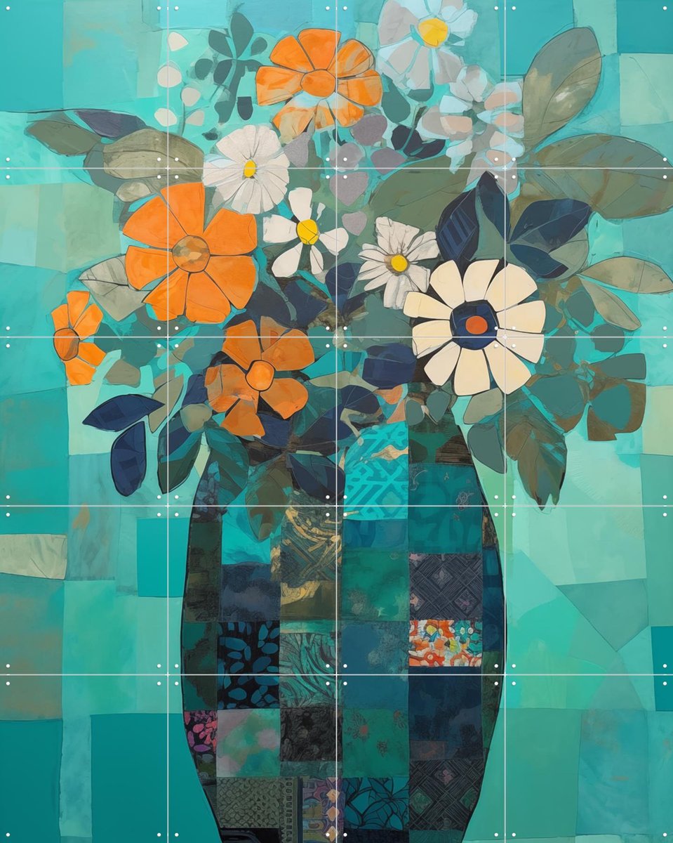 IXXI Abstract Vase, Andreas Magnusson & Various - 80 x 100 cm - Gratis ophangtool - Grote wanddecoratie en posters - Abstract, Gemengde Technieken