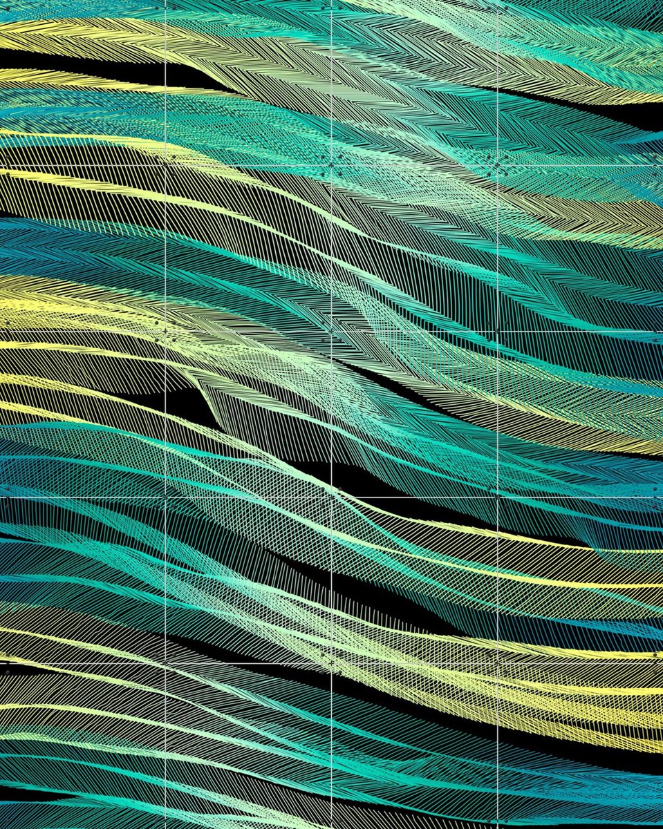 IXXI Currents, Angelo Cerantola - 80 x 100 cm - Gratis ophangtool - Grote wanddecoratie en posters - Geometrische Kunst, Line art, Kleurrijk, Digitale