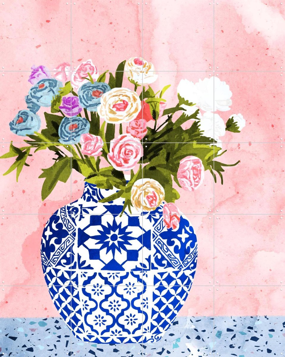 IXXI Ceramic Planter, Uma Gokhale & Various - 80 x 100 cm - Gratis ophangtool - Grote wanddecoratie en posters - Speels, Woonkamer, Slaapkamer