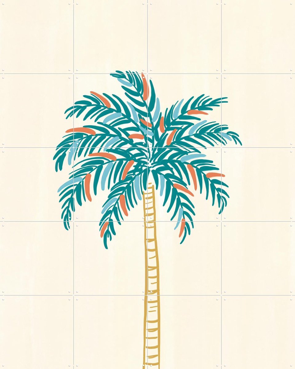 IXXI Palm Tree, Rio Soley & Various - 80 x 100 cm - Gratis ophangtool - Grote wanddecoratie en posters - Line art, Kleurrijk, Abstract, Woonkamer