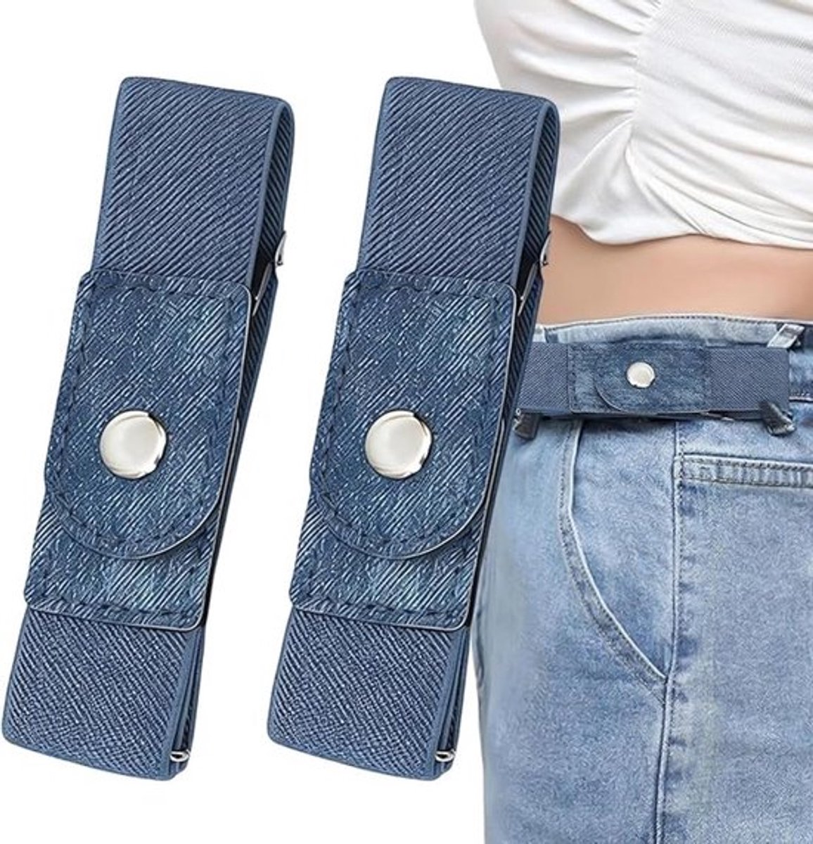 Tailleband - Broek tailleversteviger - 2-pack - Jeans tailleband - Unisex elastische tailleband zonder gesp - Verstelbare heren tailleband zonder gesp - Geschikt voor nette broeken, jeans en vrijetijdskleding