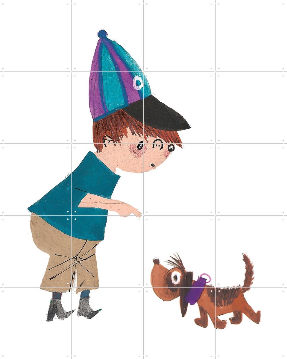 IXXI Hondje, Fiep Westendorp - 80 x 100 cm - Gratis ophangtool - Grote wanddecoratie en posters - Kleurrijk, Speels, Tekeningen, Kinderkamer