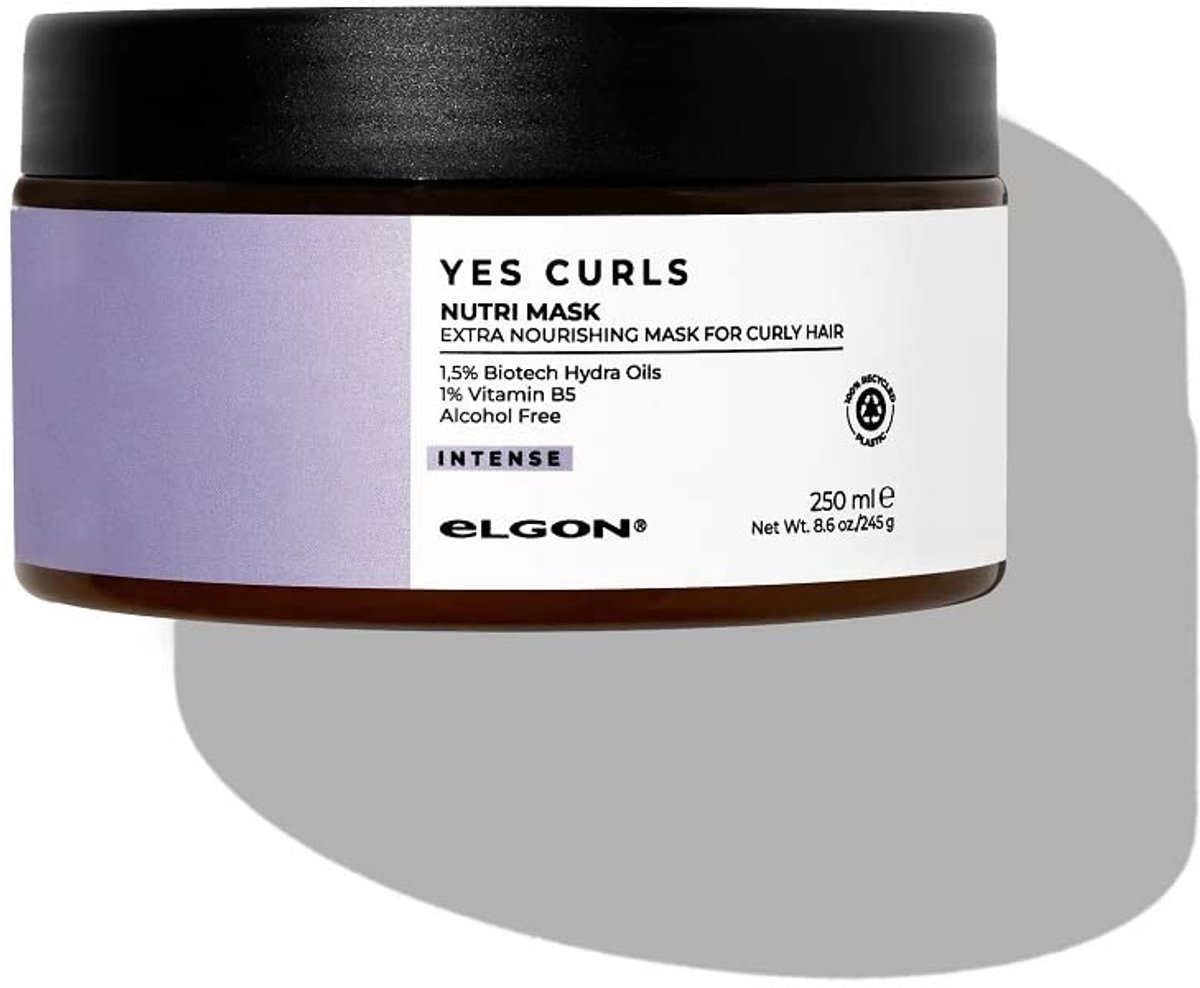 Elgon Yes Curls Hydra Mask 250 ml - Haarmasker Voor Krullend Haar - Intensieve Hydratatie - Voedende Verzorging - Met Arganolie En Lijnzaadolie - 250 ml