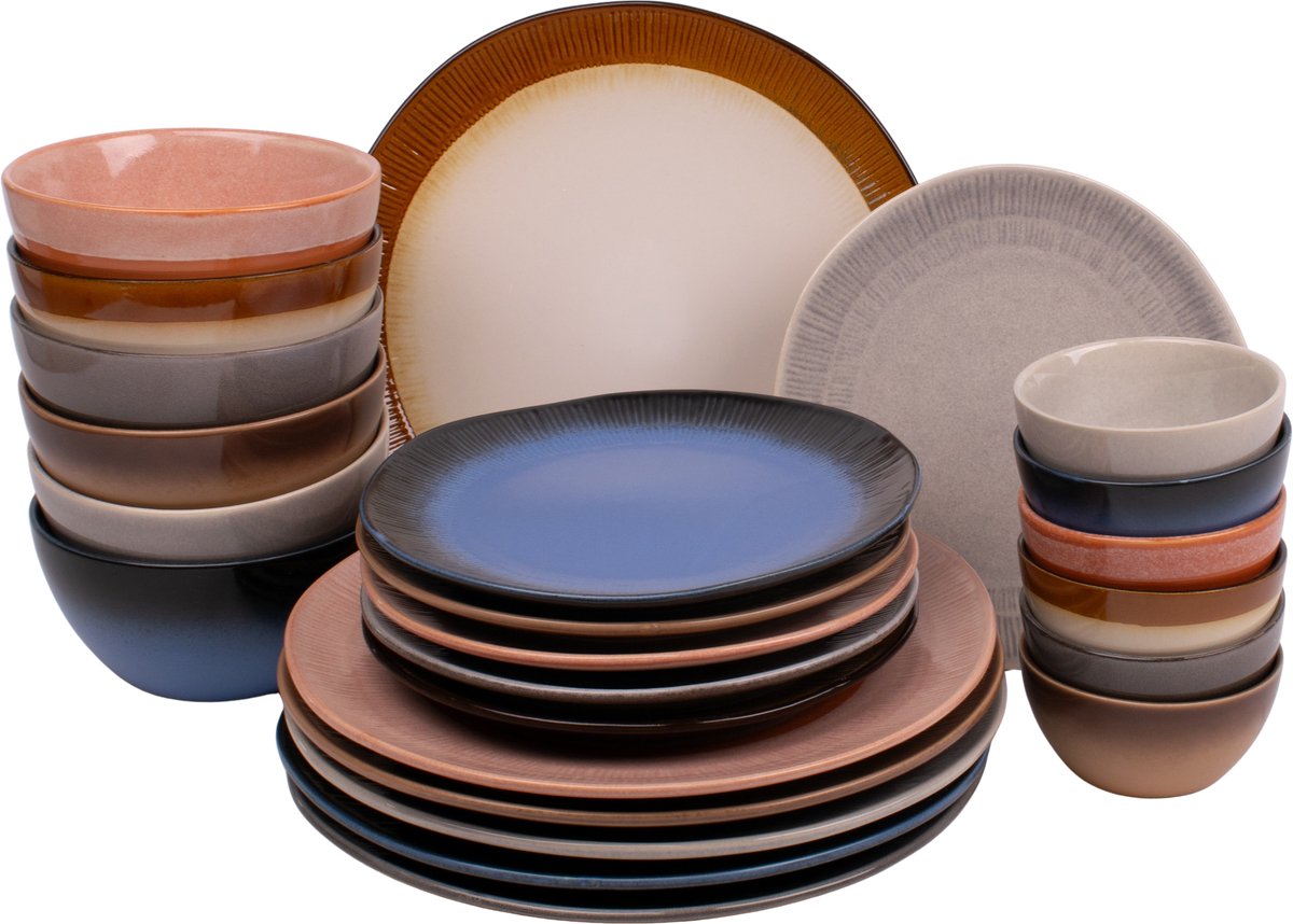 Bol.com Serviesset Earth 24-delige / 6 personen - 6 dinerborden, 6 ontbijtborden, 6 kommen en 6 kleine kommen aanbieding
