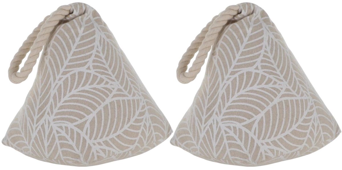 Luance Deurstopper - 2x - 1 kg - beige - stof - witte jungle print - 15 cm - deurstop