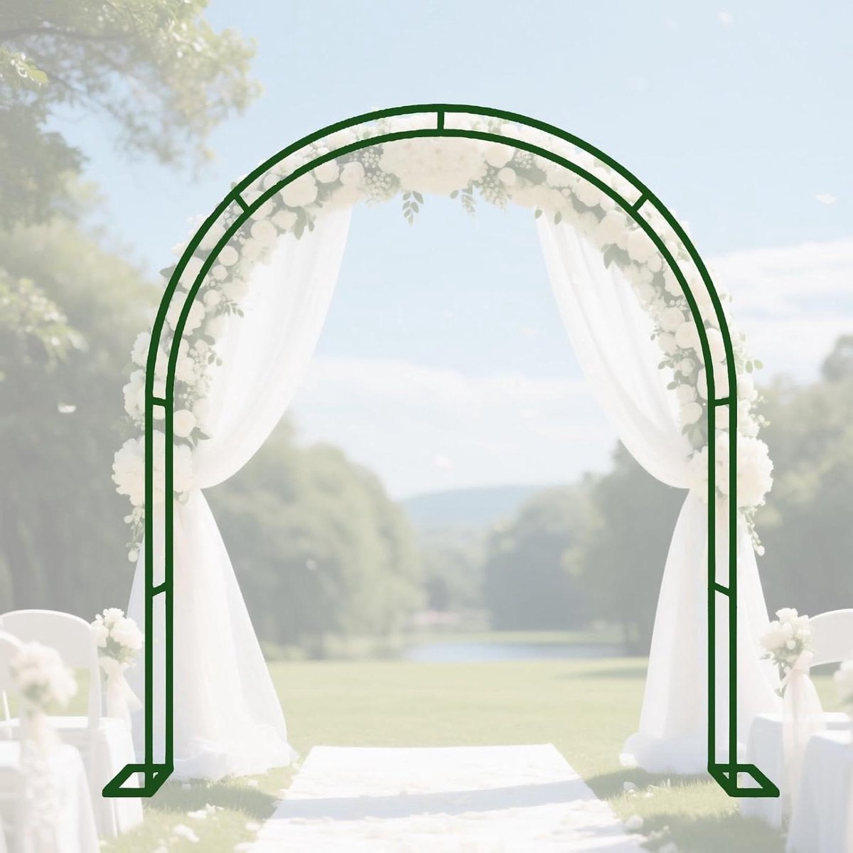 Rozenboog Metaal - Tuinboog Steun - Decoratie Tuin - Stabiele Basis - 400 x 220 cm - Groen