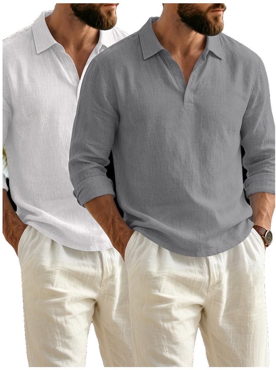 Currero Longsleeve Heren Oversized Lange Mouwen Shirt Roundneck Mannen Kleding T-Shirt Licht + XXXL Grijs