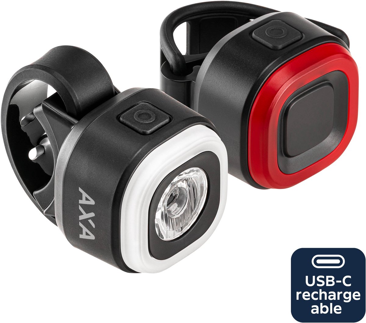 AXA On USB fietsverlichting set – Oplaadbare koplamp en achterlicht – 30 lux koplamp – Geschikt voor dagelijks gebruik