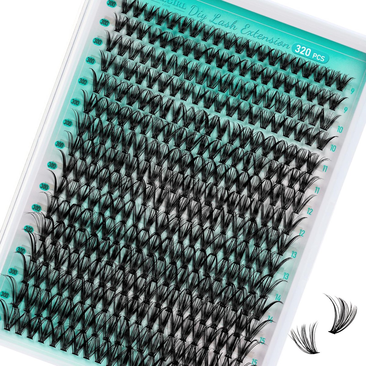 AMZGIRL LASH Individuele wimpers 320 Stks Zachte cilsverlengingen 30D, individuele wimpers DIY Eyelash Extension Cils - ShopVlot