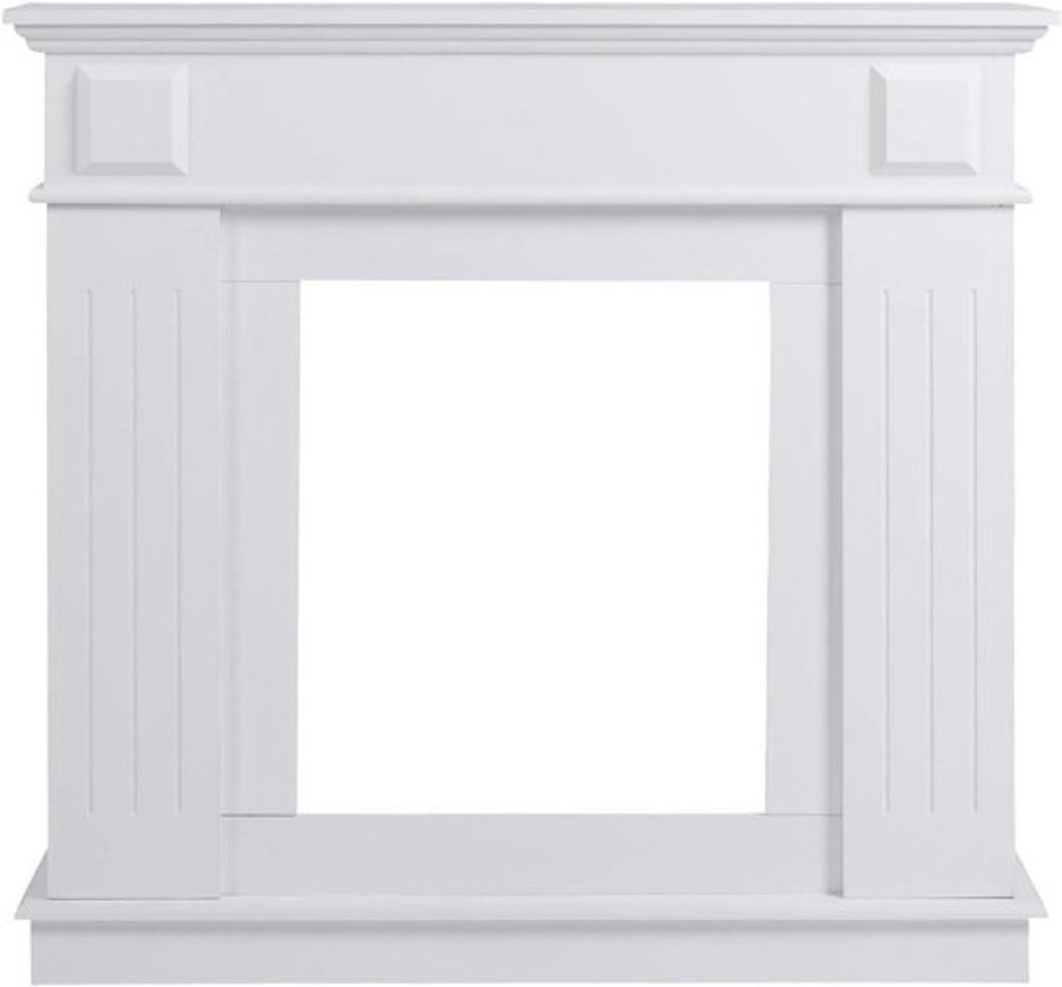 Decoratieve Schoorsteenmantel Wit Houten Schouw Omranding Klassieke Stijl voor Woonkamer