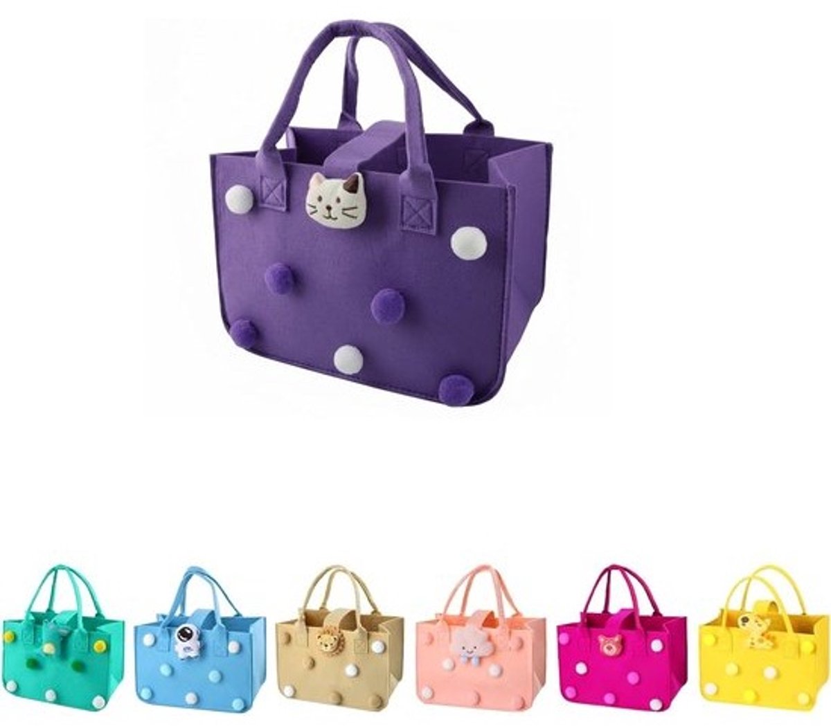 Grote Opvouwbare Vilten Tas met Handvatten - Opbergmand voor Boodschappen, Hout of Babyartikelen - 30x20x18 cm