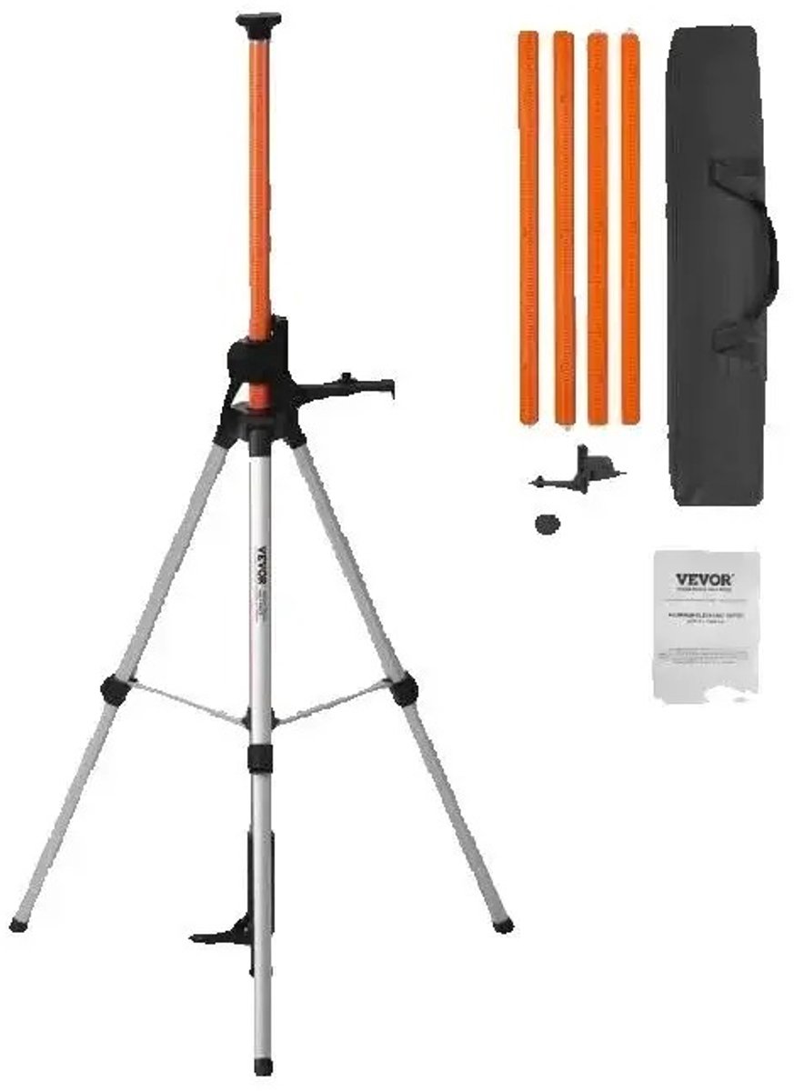 Emvae Laserstatief - Statief voor lijnlaser en laserafstandsmeter - 104-340 cm - Aluminium - 1/4"-20 en 5/8"-11 schroefdraad