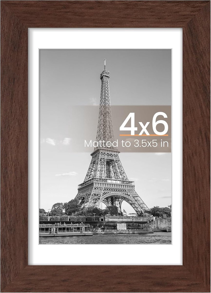 Casalora Fotolijst 10x15 cm – Fotokader voor Foto's 9x13 cm met Passe-partout of 10x15 cm Zonder Passe-partout – Wandmontage of Staand – Bruin