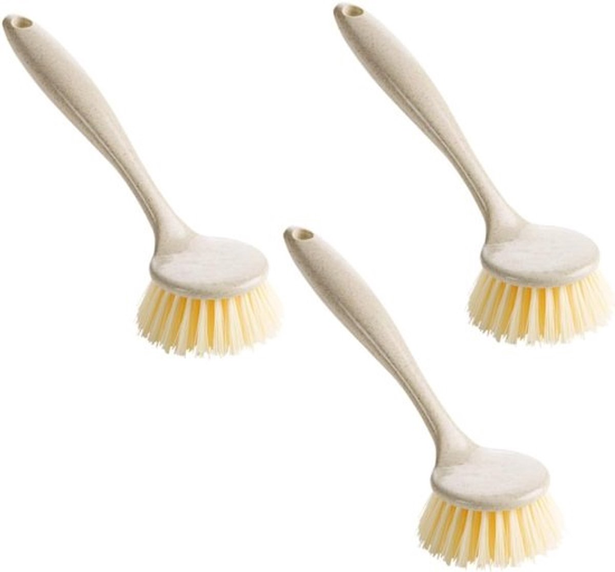 Afwasborstel Set - Keukenborstel Handvat - Schoonmaken Aanrecht - Krachtige Schrobber - 23 cm Lengte - Beige
