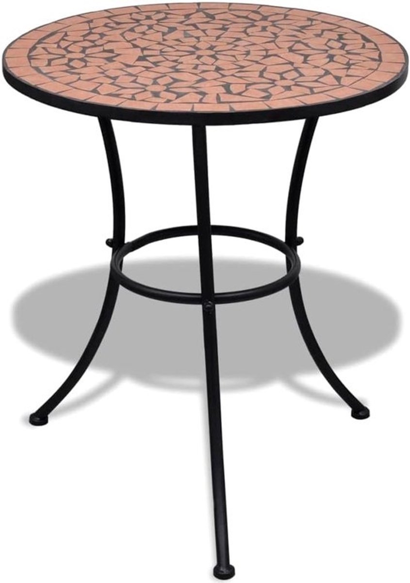 Mozaïek bijzettafel - Keramisch tafelblad - Balkon en tuin - Gepoedercoat ijzeren frame - 60 x 70 cm - Terracotta rood